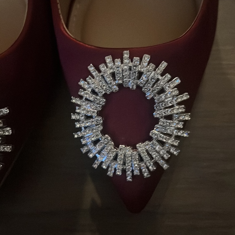 Maroon Rhinestone Embellished Pumps - Picture 2 of 4